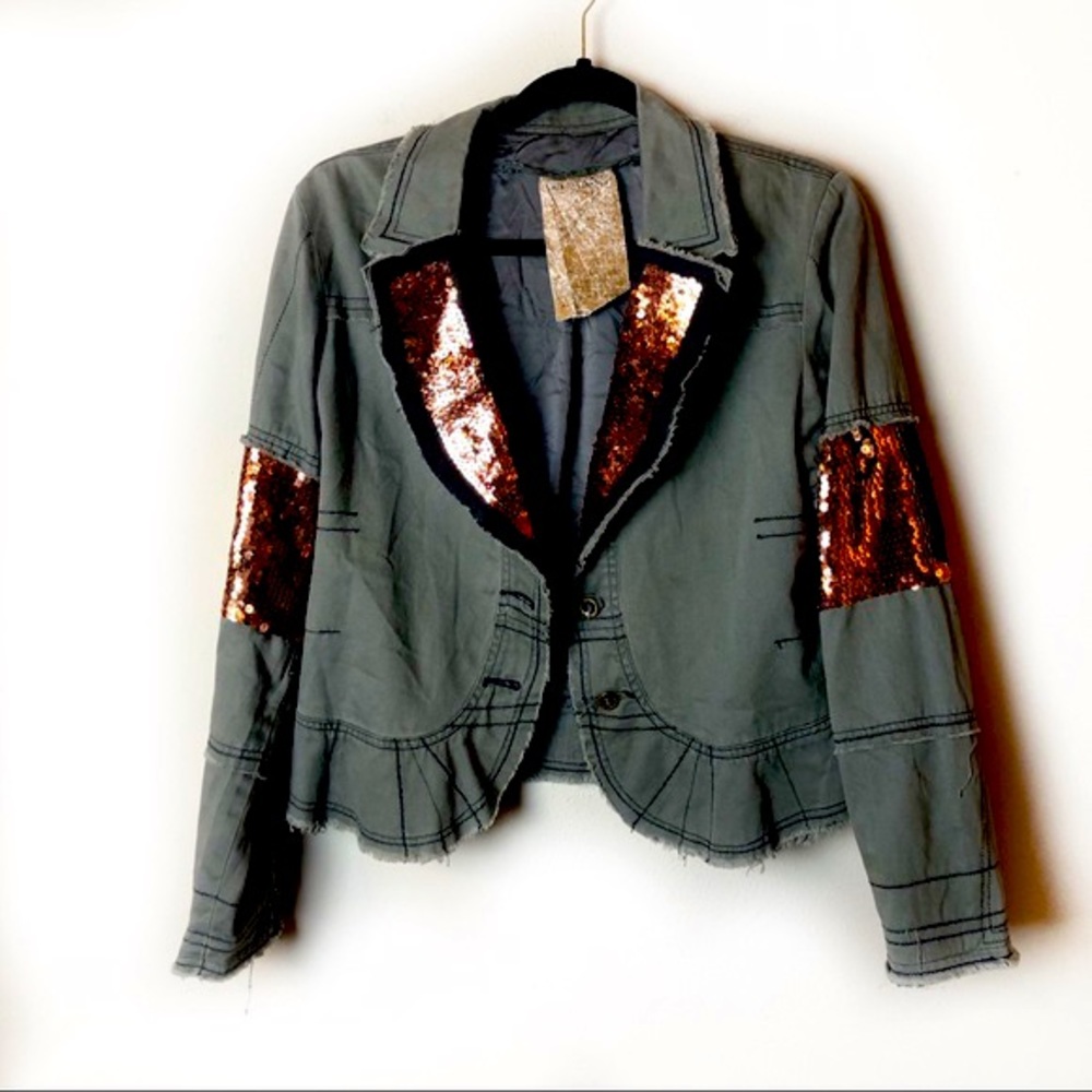 Da-Nang Green Jacket with Sequin Accents